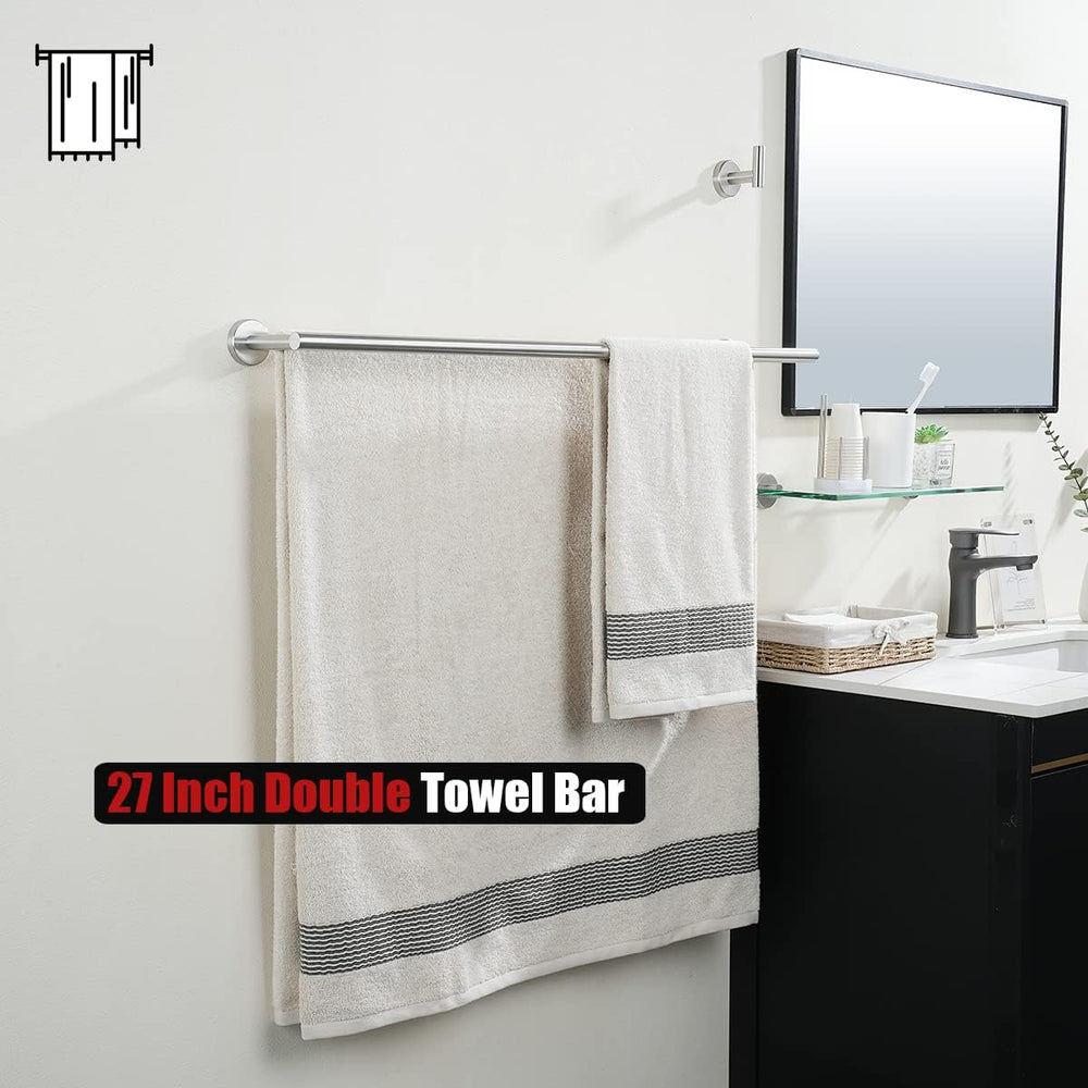 JQK Double Bath Towel Bar, 30 Inch 304 Stainless Steel Thicken 0.8mm Towel Ra...