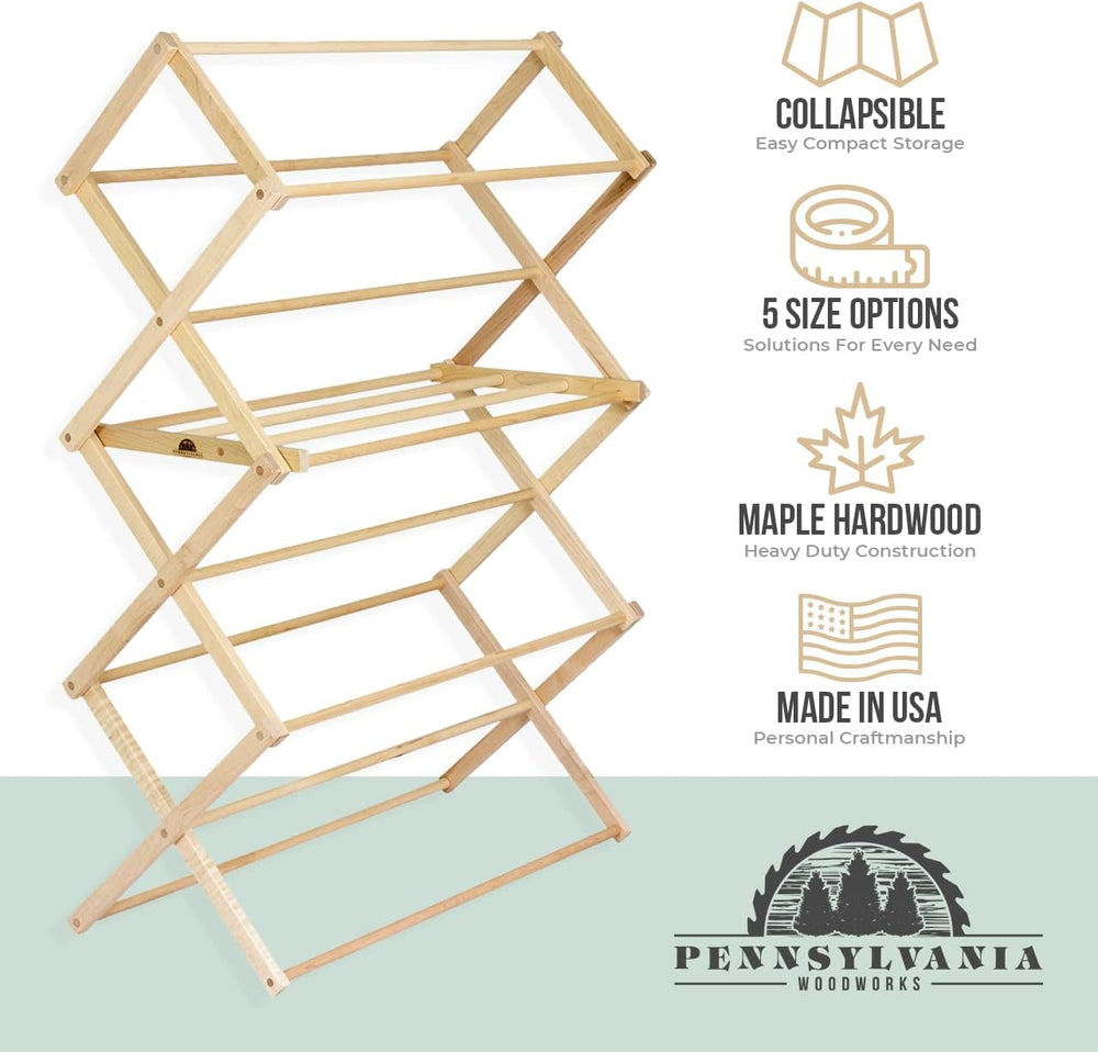 Pennsylvania Woodworks Clothes Drying Rack: Solid Maple Hardwood Laundry Rack...
