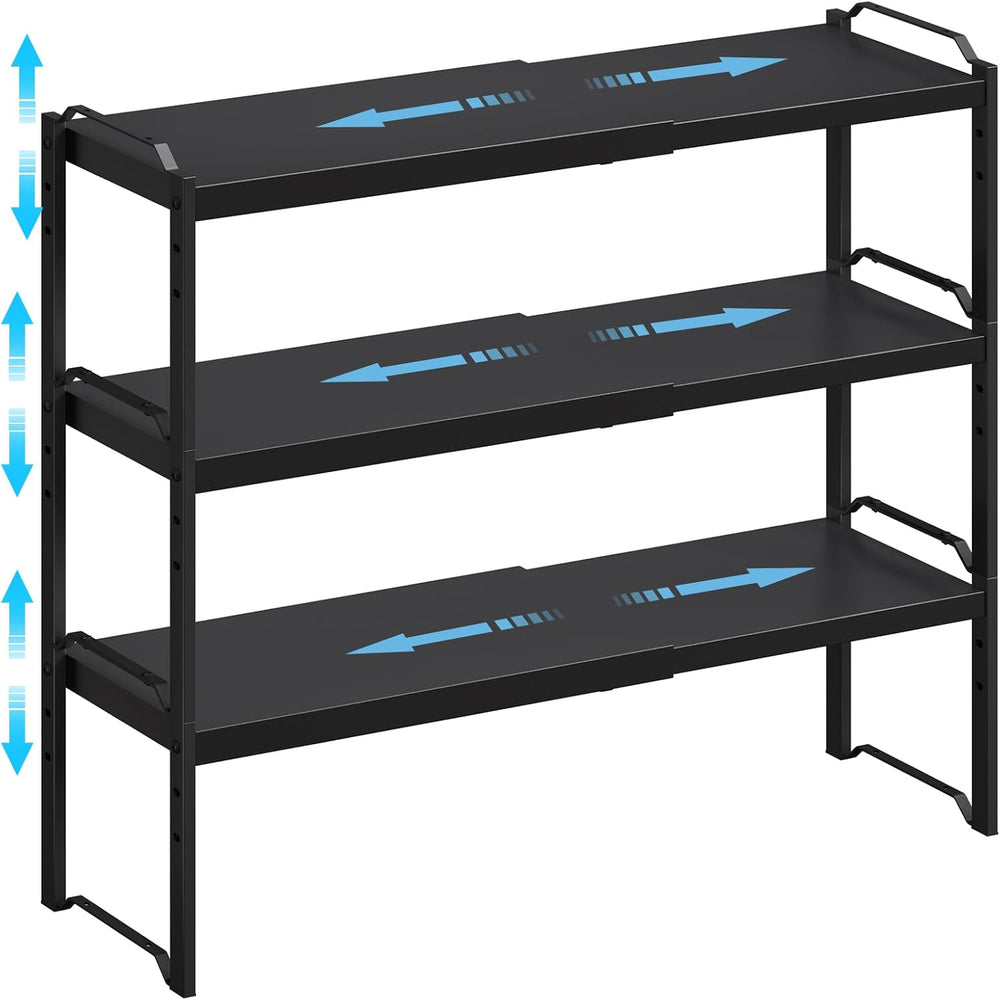 X-cosrack 25.5 Inches 3 Pack Expandable Cabinet Shelves, Stackable Shelf Orga...