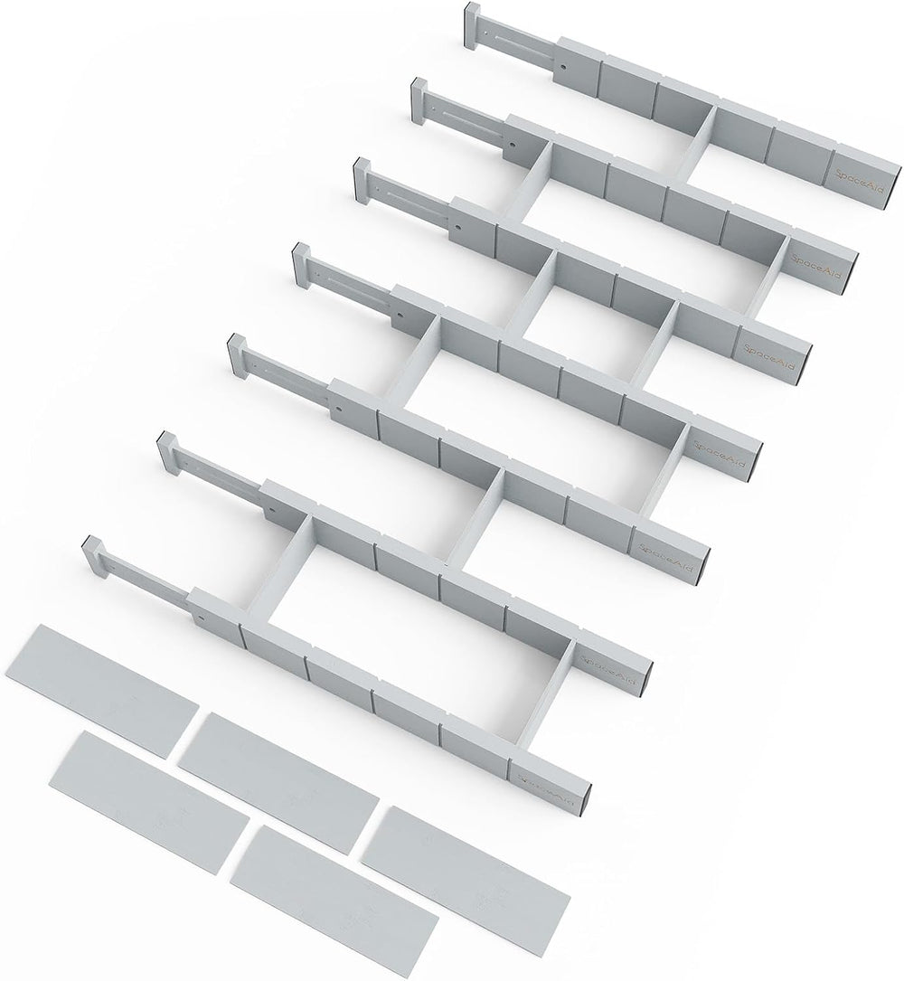 SpaceAid Bamboo Drawer Dividers with Inserts and Labels, Kitchen Adjustable D...