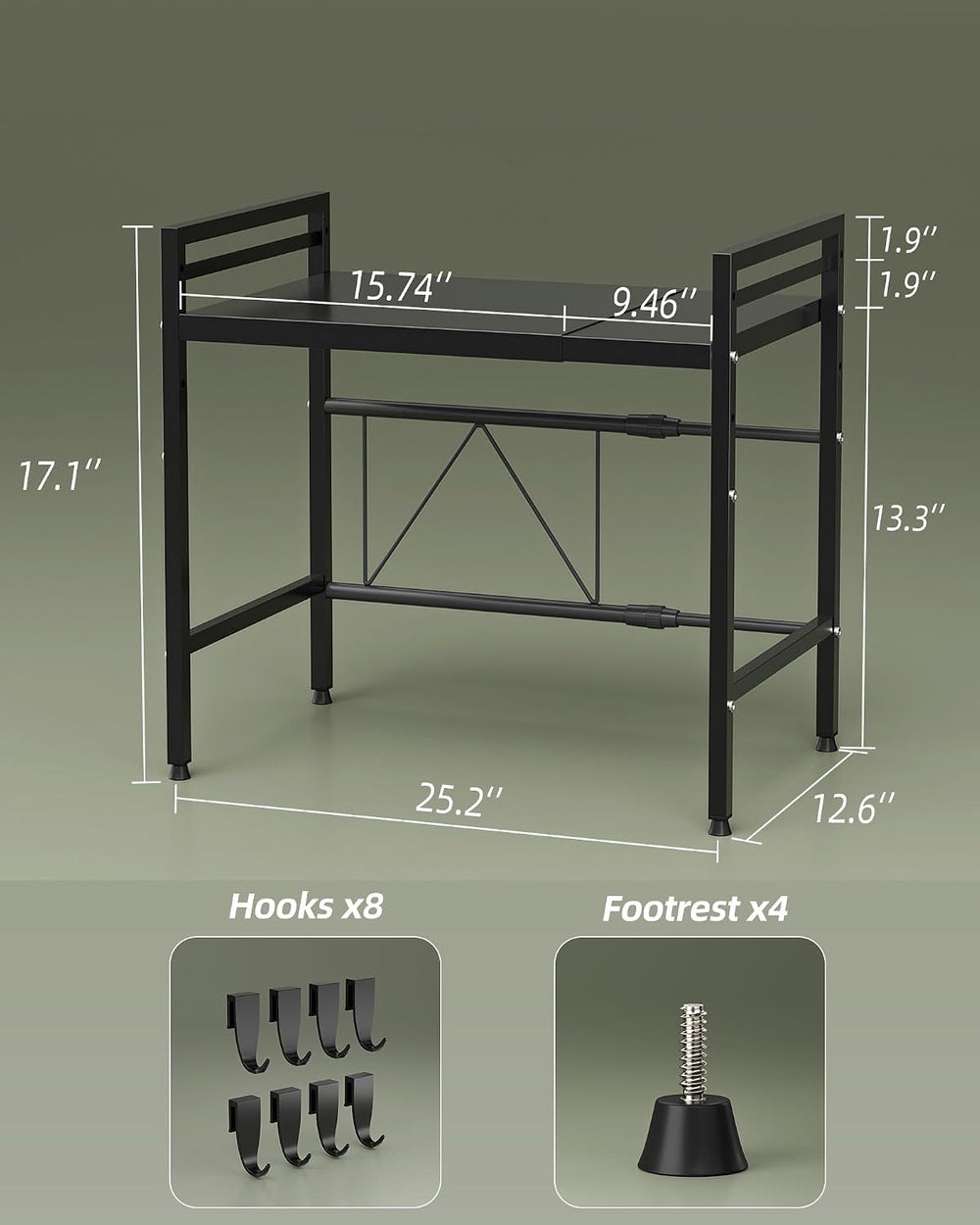 2 Tier Expandable Microwave Stand countertop,Microwave Oven Rack