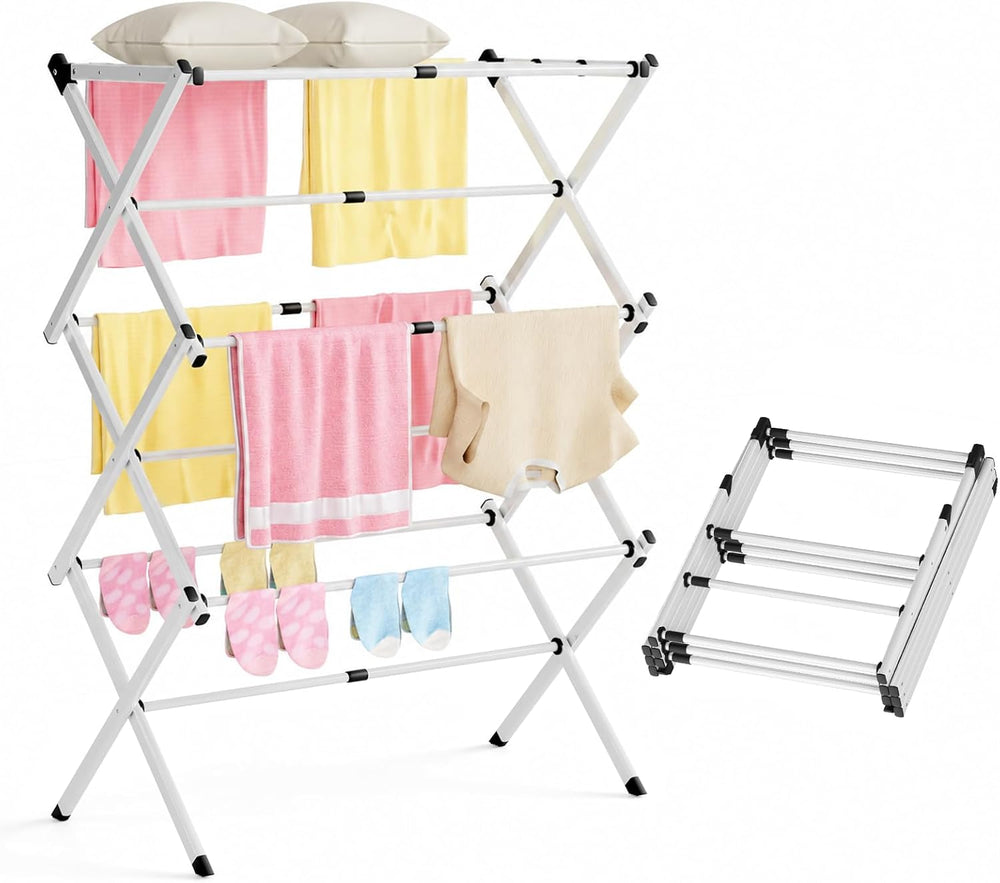 Clothes Drying Rack Collapsible,Heavy Duty Foldable Laundry Rack for Drying C...