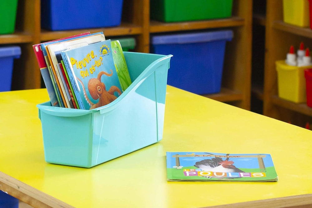 Storex Large Book Bin, Interlocking Plastic Organizer for Home, Office and Cl...