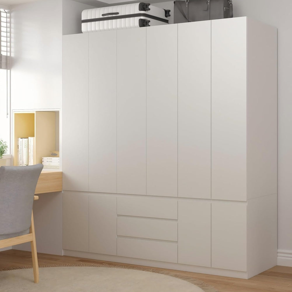 Mekminop Large Armoire Wardrobe Closet with Drawers and Shelves, White Bedroo...
