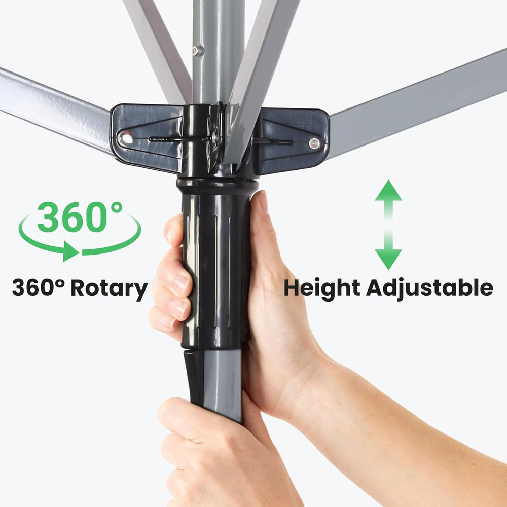 Outdoor Umbrella Drying Rack, 4-Aluminum Arms Folding Rotary Dryer with 12 Li...