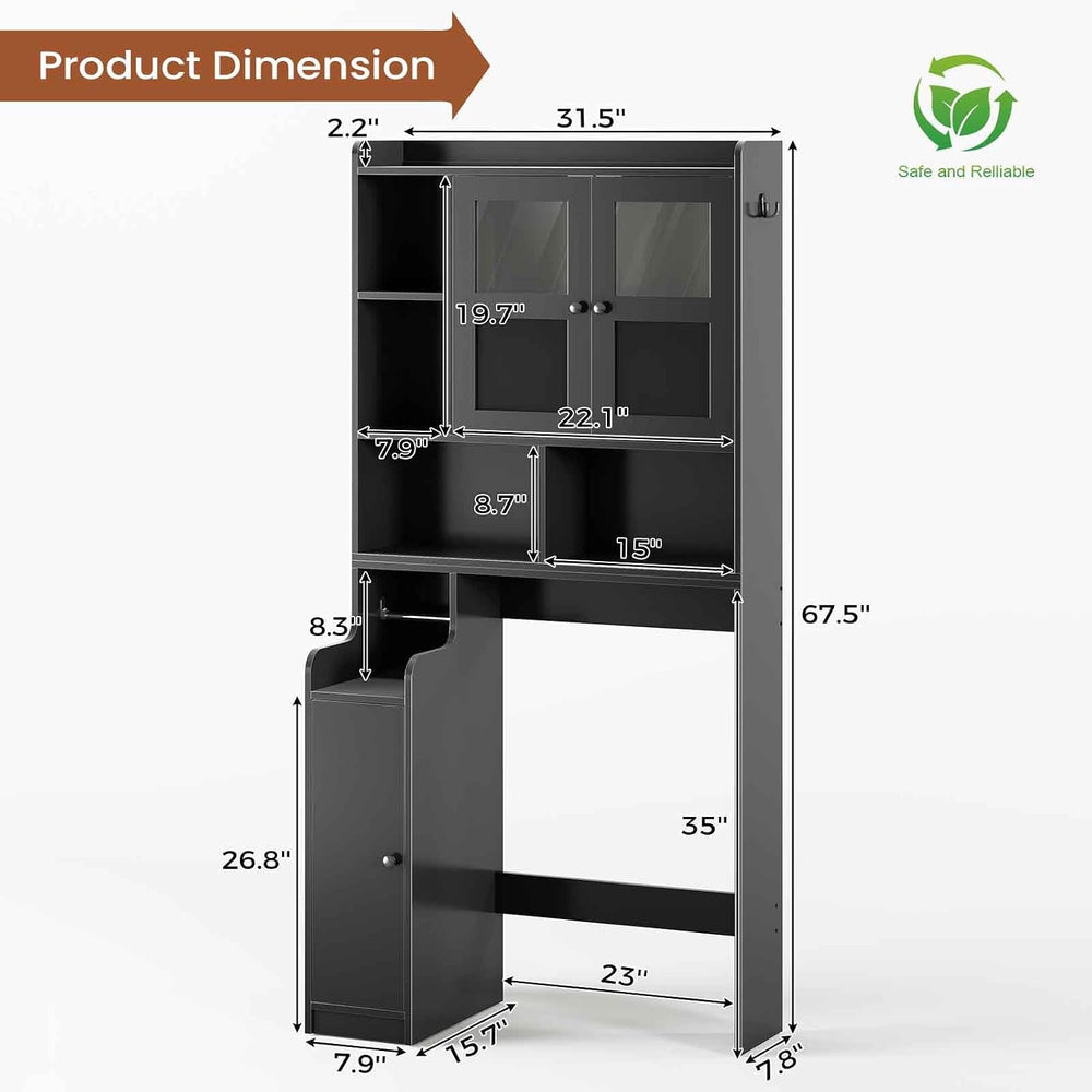 Itaar Over The Toilet Storage Cabinet, Over Toilet Bathroom Organizer with Gl...