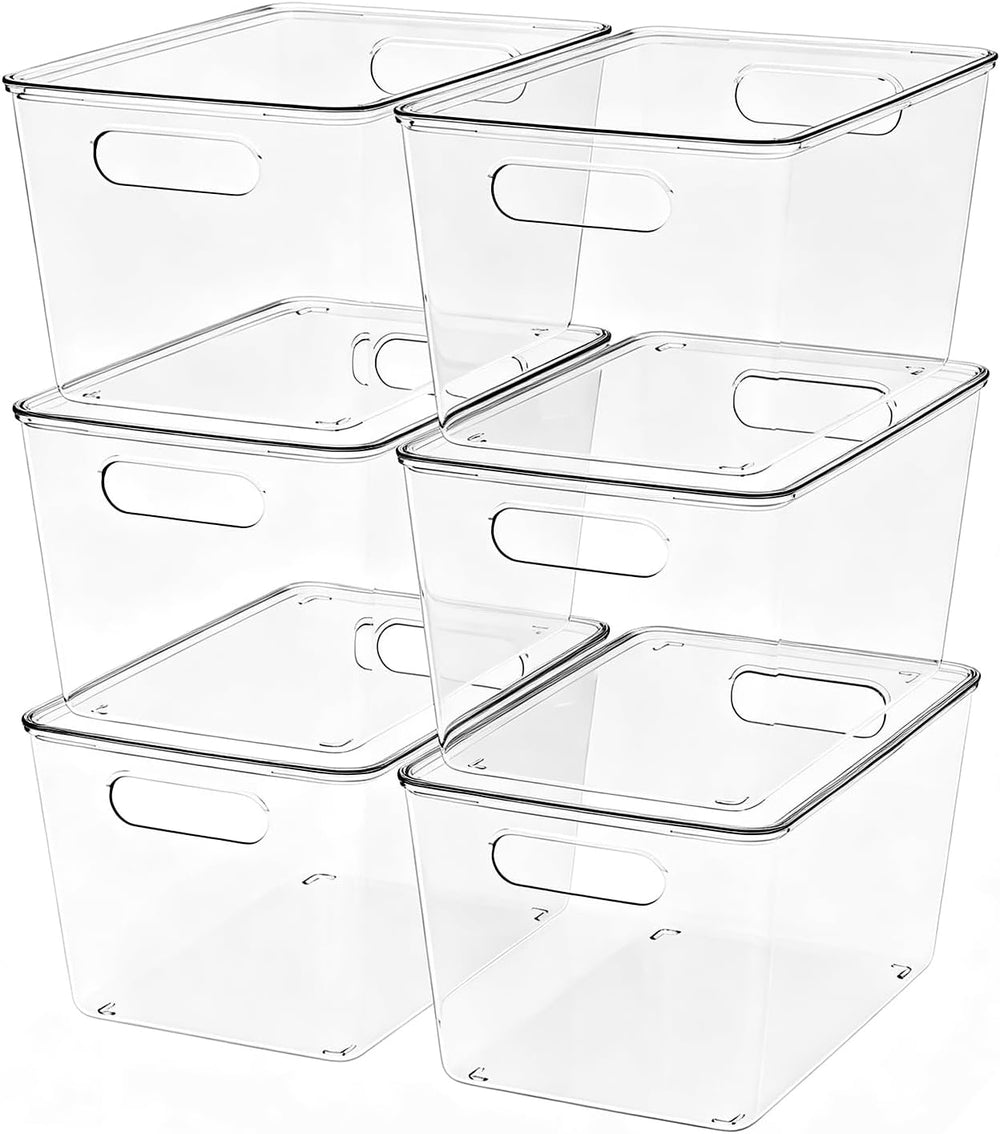 JOYZAN Stackable Plastic Storage Bins with Lids Clear Organizer Bins