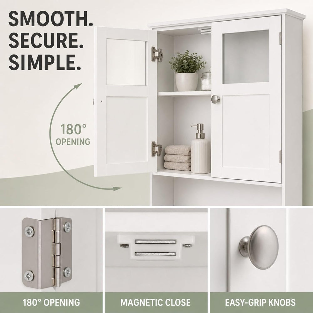 Bonnlo Over the Toilet Storage Cabinet with Adjustable Shelf White Bathroom F...