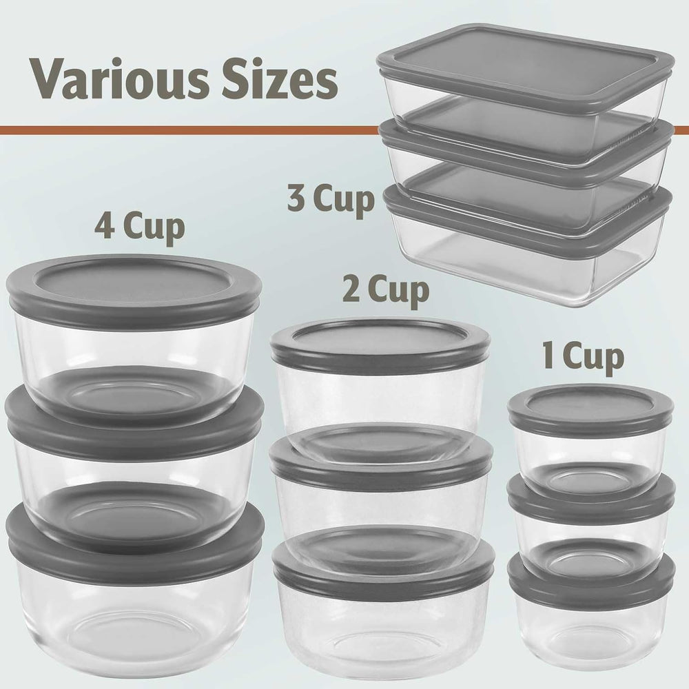24pc Set Glass Food Storage Containers & Bowls with Airtight Lids - Leakp...