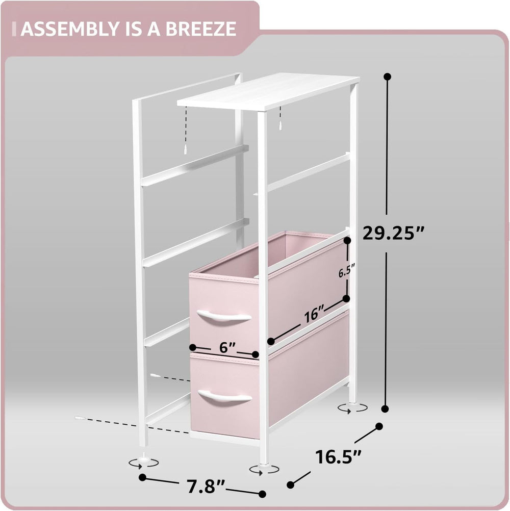 Sorbus 4-Drawer Narrow Dresser for Bedroom (Pink)