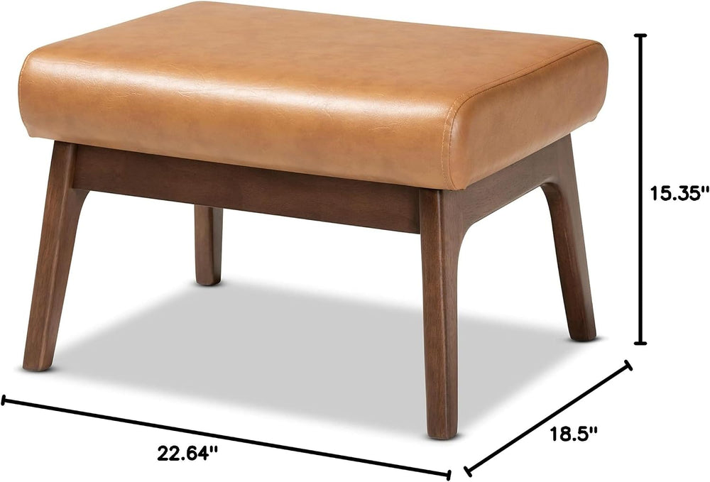 Baxton Studio Bianca Mid-Century Modern Walnut Brown Finished Wood and Tan Fa...