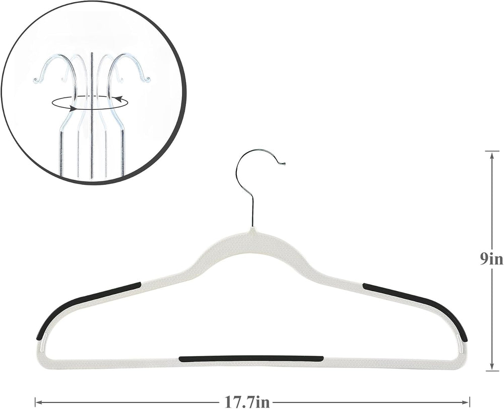 VECELO 50 Pack Clothes Hangers, Non-Slip Plastic Coat Hanger, 360°Swivel Hook...
