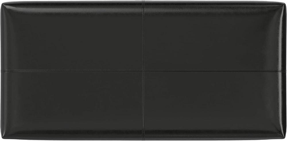 SIMPLIHOME Gabbie 48" Wide Vegan Leather Storage Ottoman in Midnight Black
