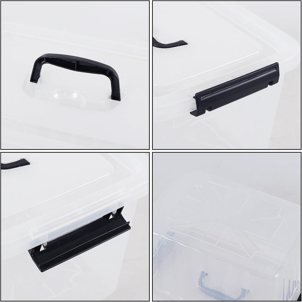 Farmoon 12 Quart Clear Storage Bin, Plastic Latching Box with Handle 4 Pack