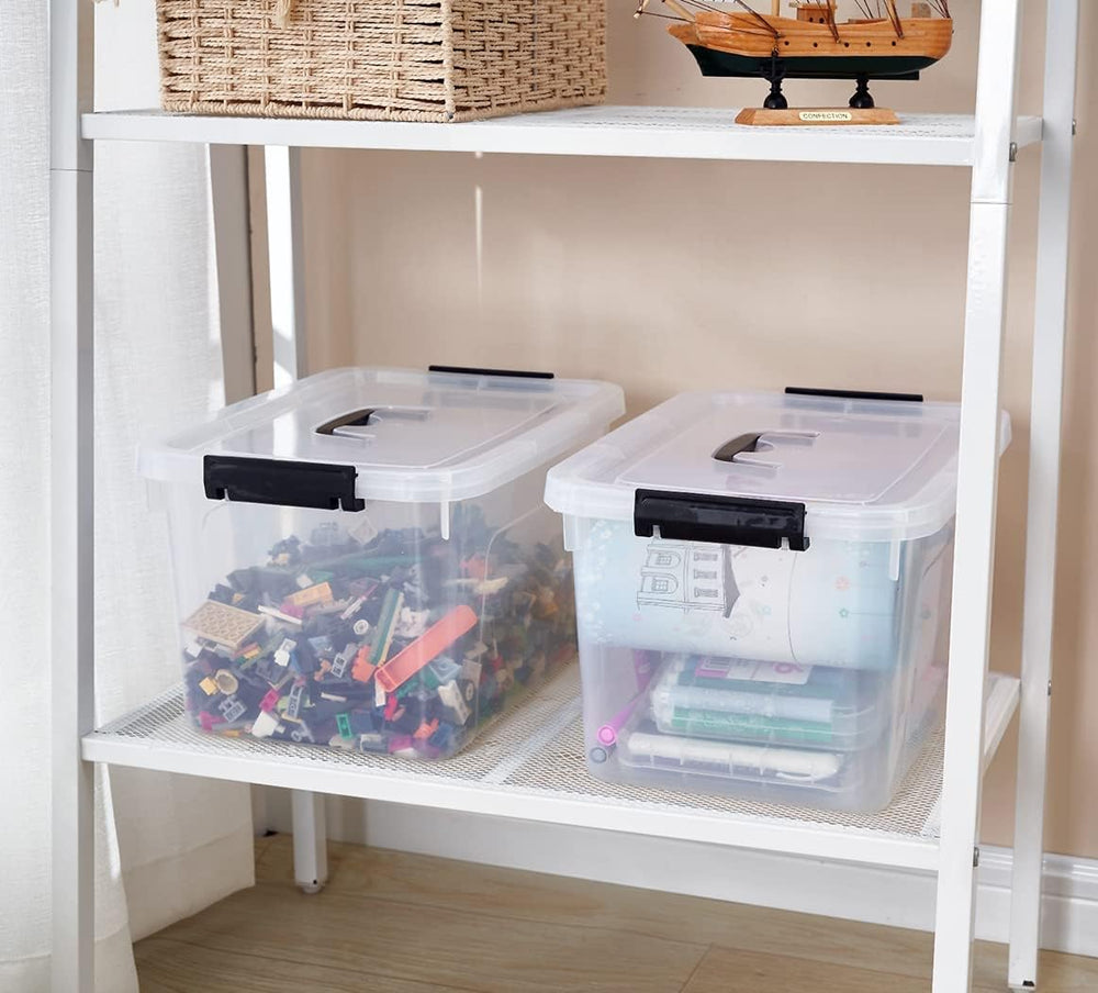 Clear Storage Latch Box 12 Quart, Plastic Organizing Box/Bin with Lid and Bla...
