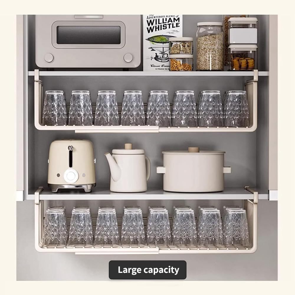 Extendable Under Shelf Storage Basket, Hanging Baskets Under Cabinet Shelf Or...
