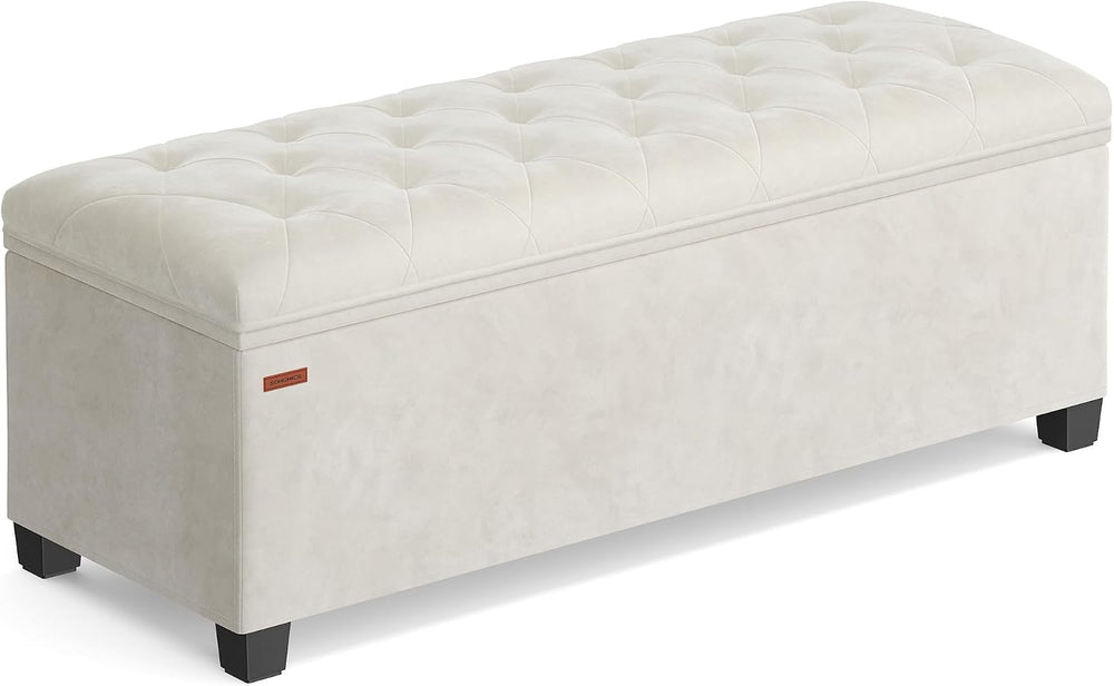 SONGMICS Velvet Storage Ottoman Bench, Foot Rest