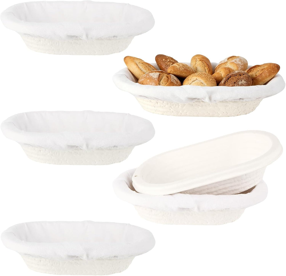 6 PCS 10 Inch Sourdough Proofing Basket with Removable Liner Cloth Oval Bread...