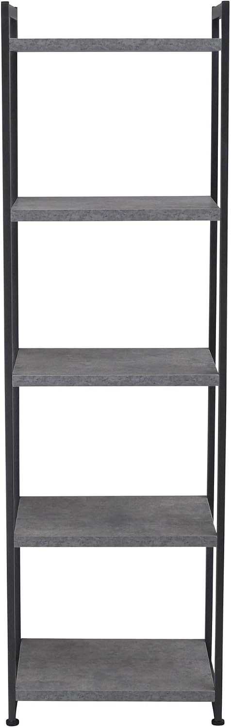 Household Essentials Slate Concrete & Iron Five-Shelf Tower Bookcase