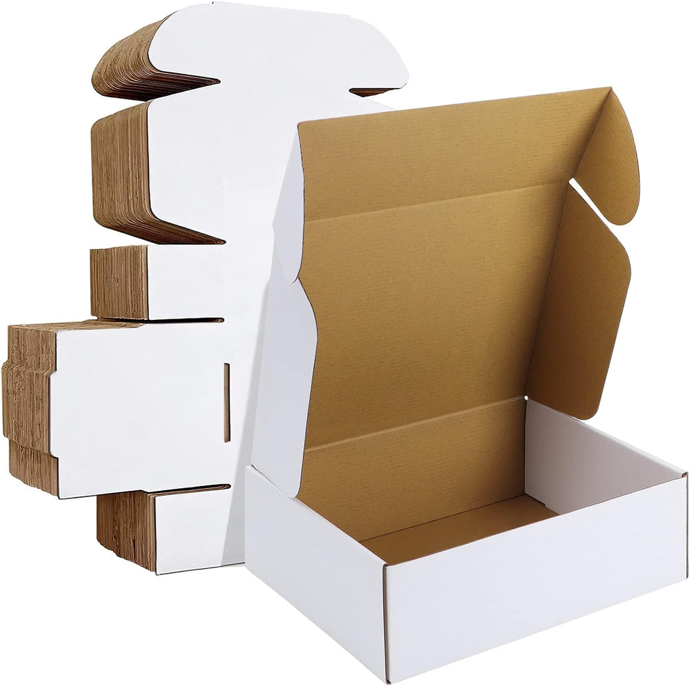 HORLIMER 12x9x4 inches Shipping Boxes Set of 20, White Corrugated Cardboard B...
