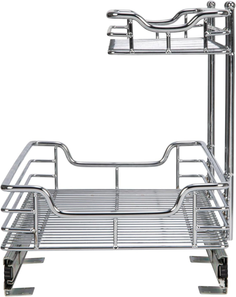 Household Essentials Glidez 2‑Tier Large Multipurpose Chrome‑Plated Steel Pul...