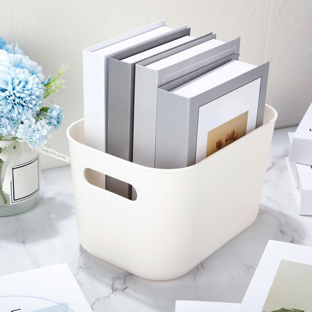 Zopeal Plastic Storage Bins 10 Pcs White Pantry Organizer Bins Small Baskets ...