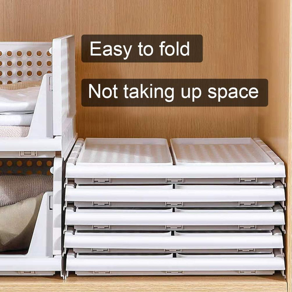 Phyllia 4 Pack Closet Organizers Stackable Storage Bins, Plastic Collapsible ...
