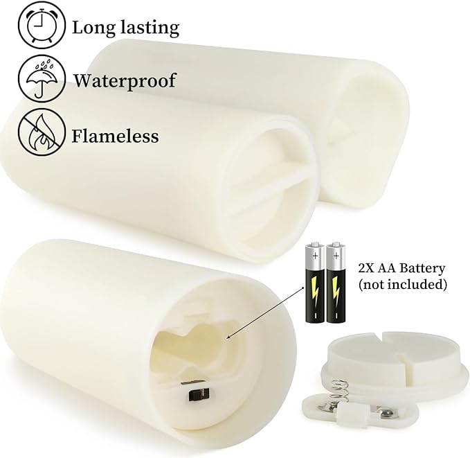 Set of 24 Waterproof Outdoor Flameless Candles, LED Candles with 4 Remote and...