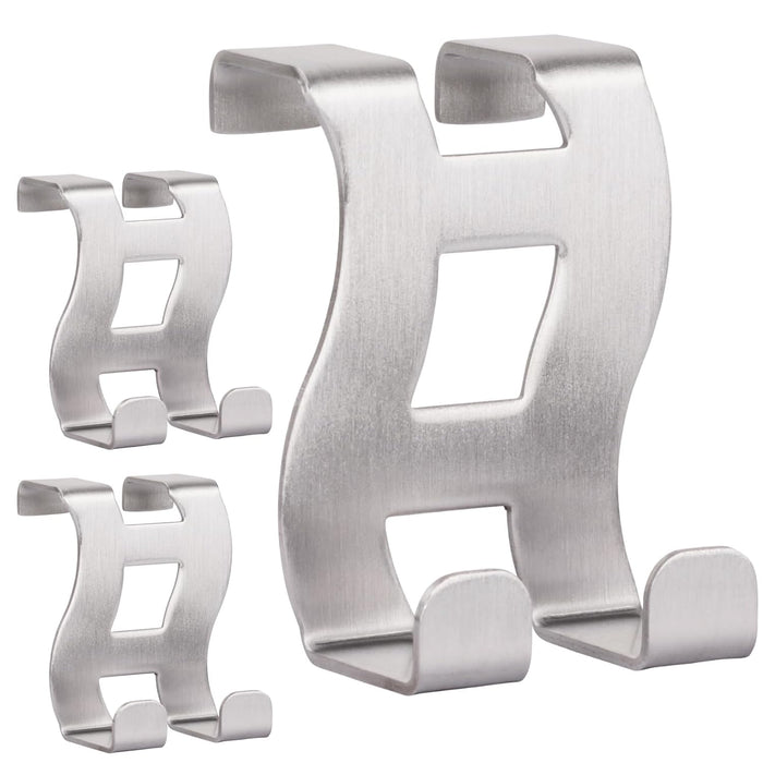 RICOO MH001-3 Door Hooks for Hanging, Door Coat Hooks, Stainless Steel, Set of 3, Door Hanger, Door Hook Rack, Jacket Holder Door, No Drilling Required
