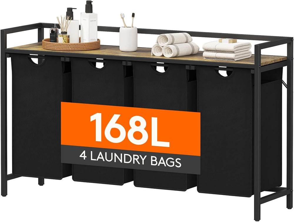Lifewit Laundry Hamper 4 Section, 168L Pull out Laundry Clothes Basket Organi...
