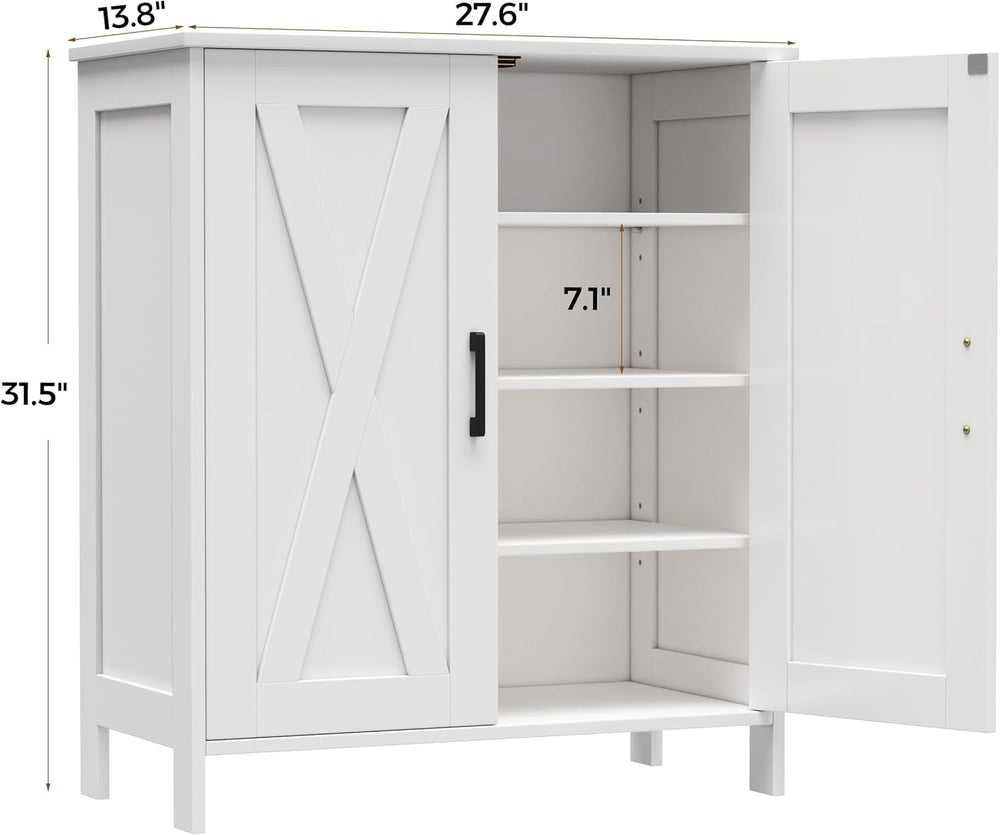 Homleke Farmhouse Shoe Cabinet with 2 Barn Doors & Wood Legs