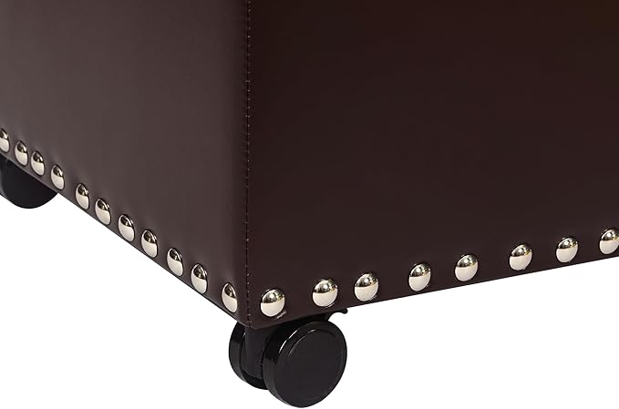 Leather Storage Ottoman Bench