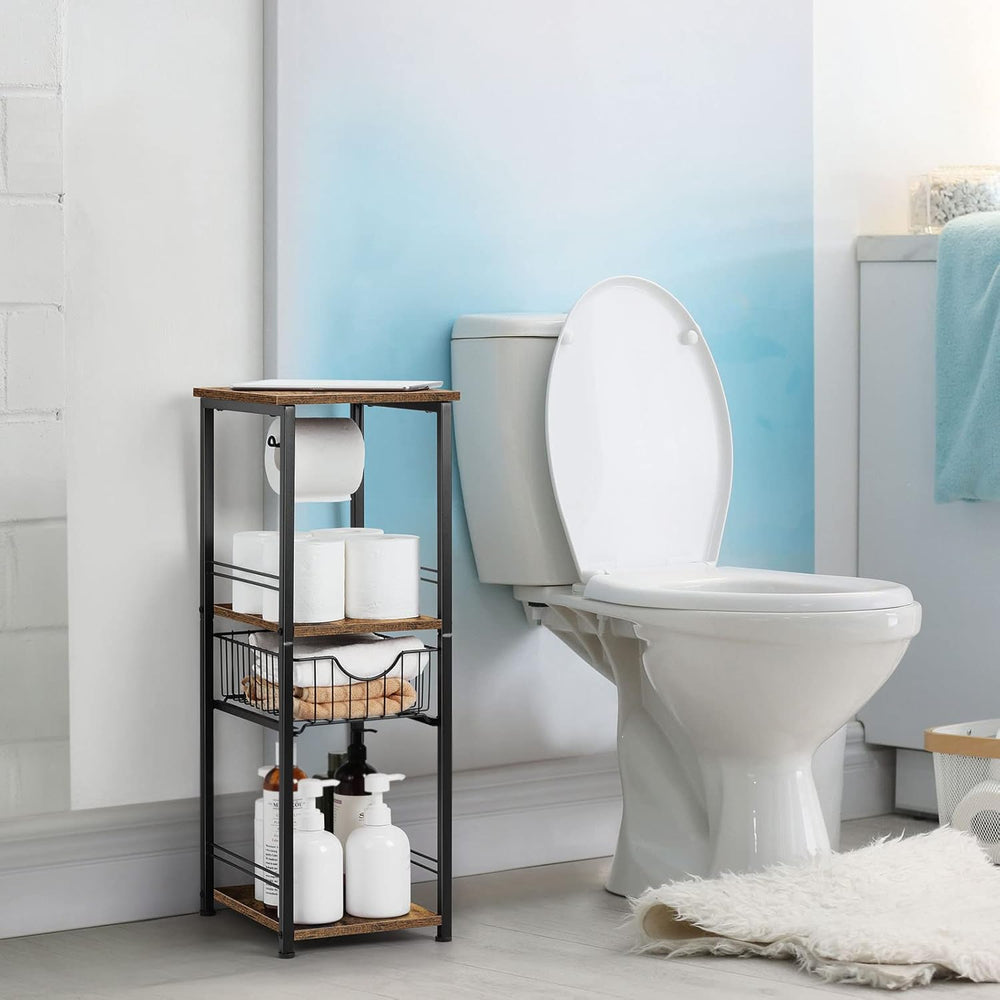 Bathroom Storage Shelf Floor Standing Toilet Storage Cabinet with Drawer