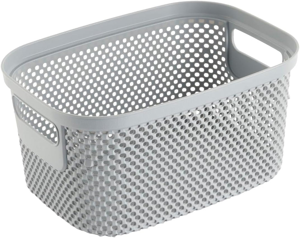 keeeper Knitted Look Storage Basket, 3.5 L, Side Handles, Air-Permeable, Plas...