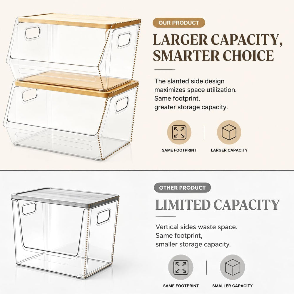 3 Pack Potato and Onion Storage Bin with Bamboo Lid – Pantry Organizers and S...