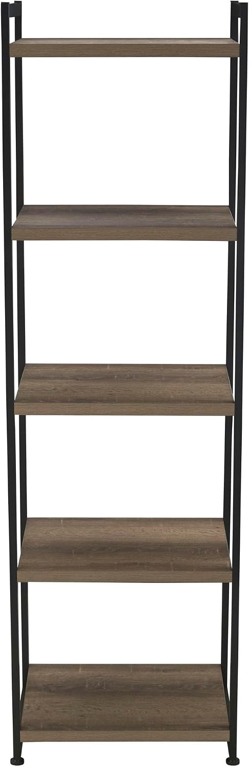 Household Essentials 5 Tier Storage Tower Metal, Grey Shelf – Black Frame, As...