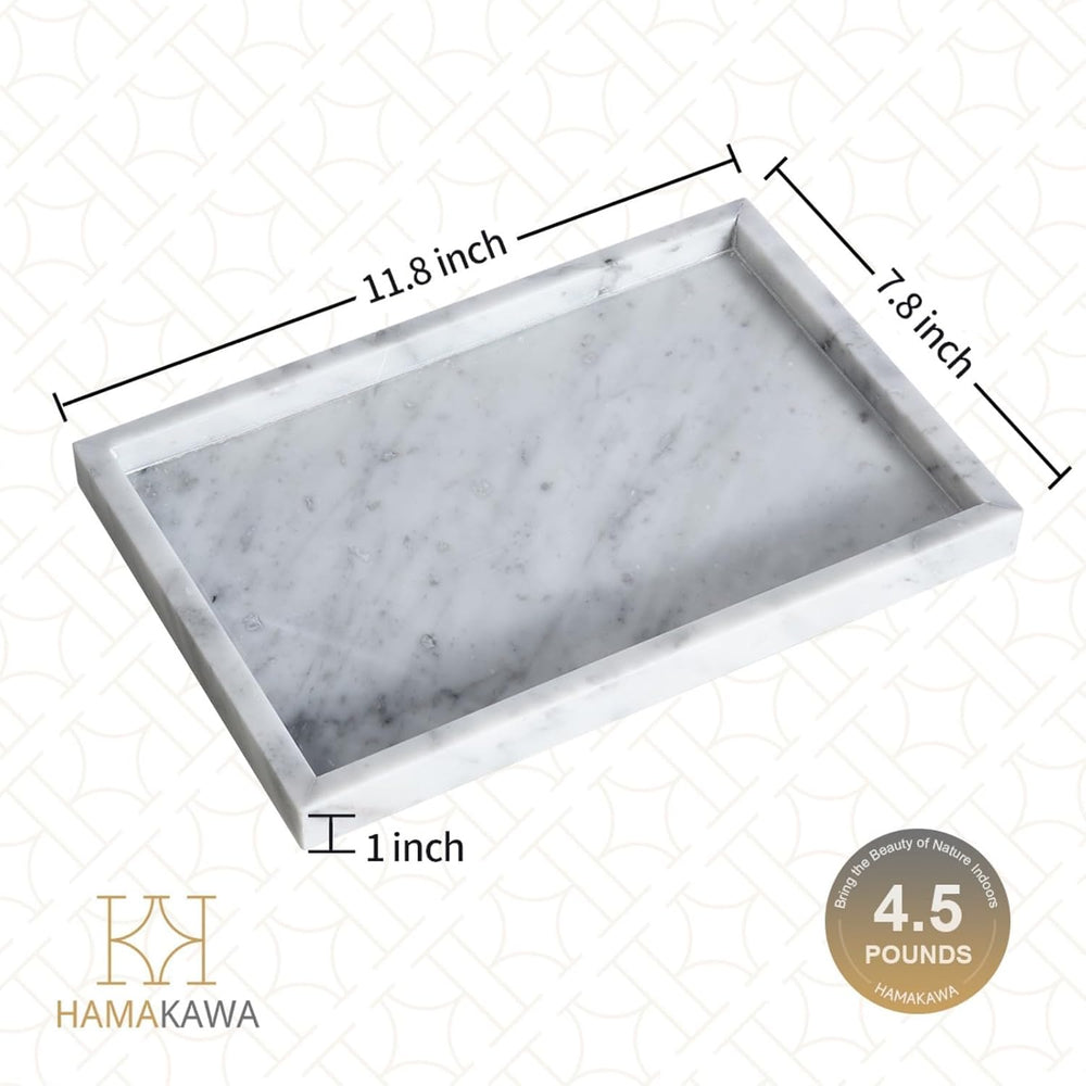 Italian Marble Vanity Tray, Real Natural Bathroom Tray 12 inch