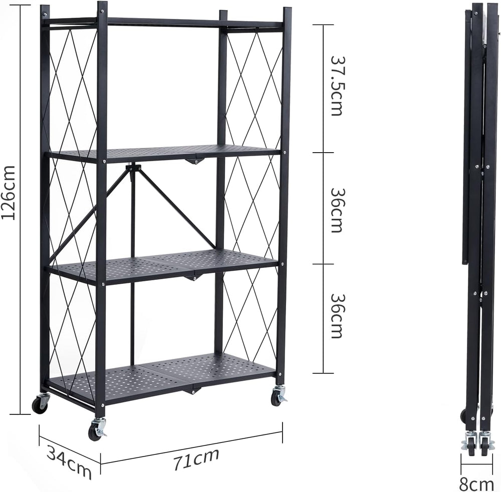 BRIAN & DANY Metal Storage Shelves - 4 Tier Shelving Unit, Folding Displa...