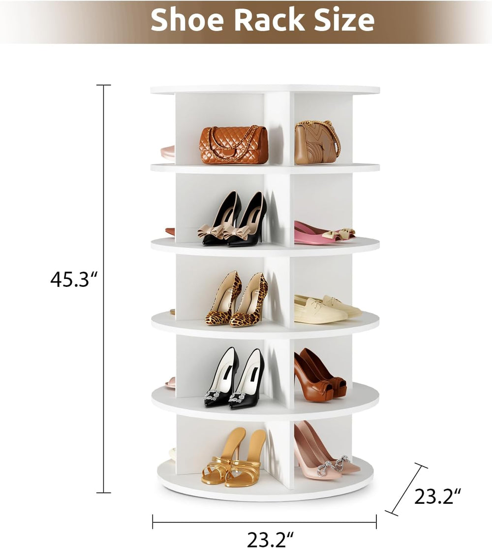 Rotating Shoe Rack 5 Tier Spinning Shoes Organizer Tower for 20-24 Pairs Lazy...