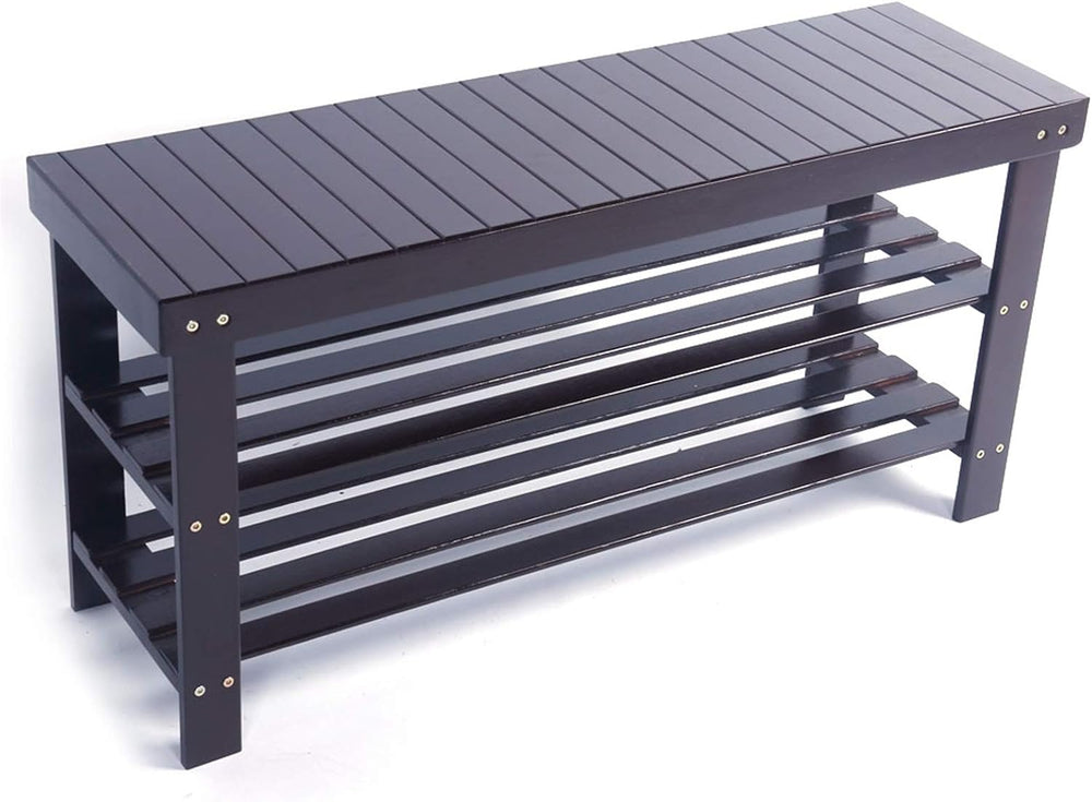 Sturdy Shoe Rack Bench, 3-Tier Bamboo Shoe Organizer Storage Shelf, Holds Up ...