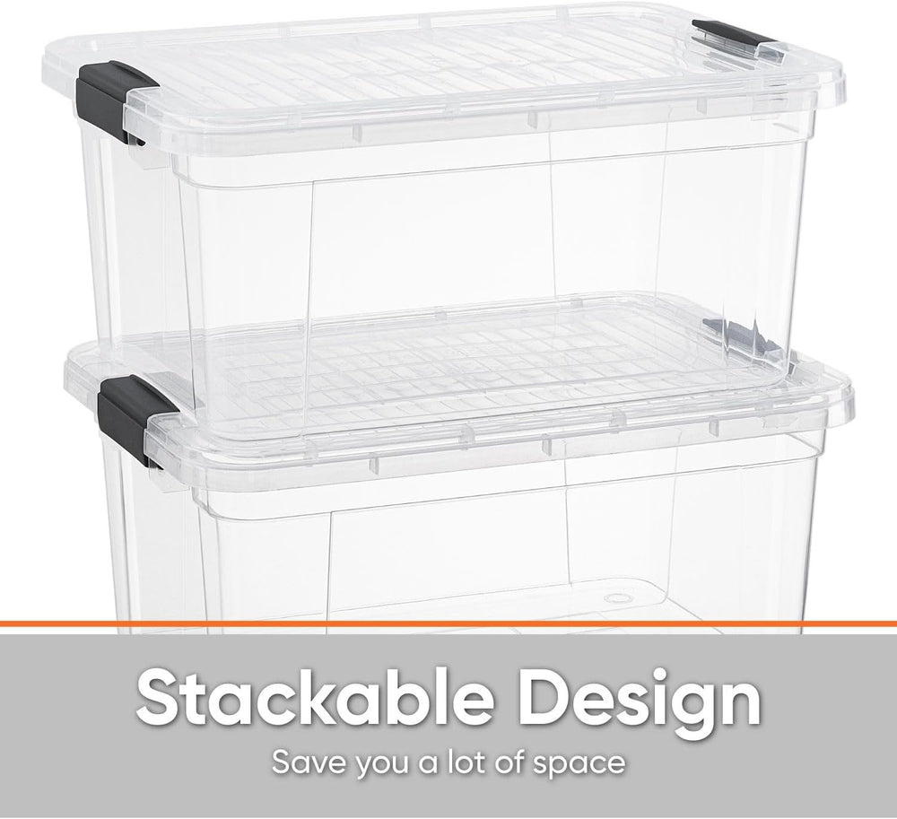 Superio Storage Bins with Lids- 2 Pack, 21 Qt Clear Boxes for Organizing, Sta...