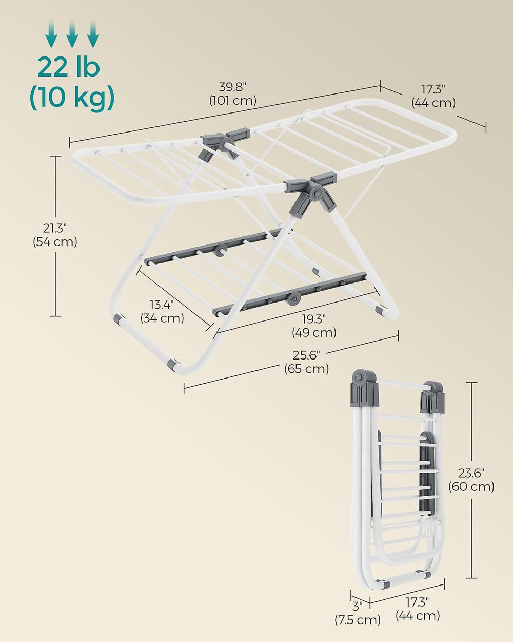 SONGMICS Clothes Drying Rack, Free-Standing Indoor Airer
