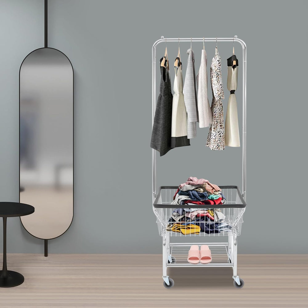 Heavy Duty Steel Wire Laundry Cart,Laundry Basket With Wheels,Commercial Laun...