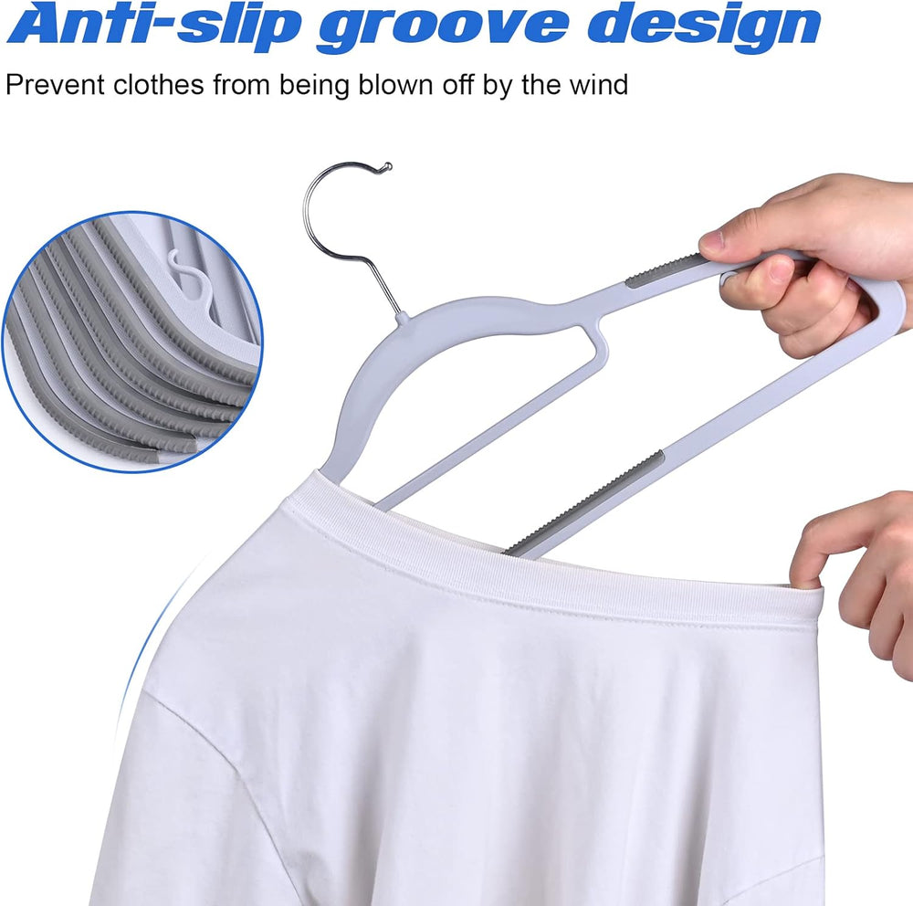 Heavy Duty Standard Plastic Hangers 50 Pack with Non-Slip Design,360°Swivel H...