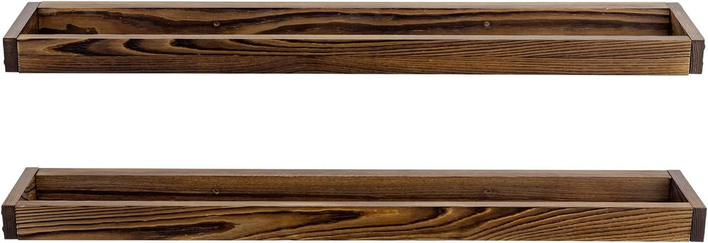 MyGift 30 Inch Rustic Burnt Wood Hanging Shoe Rack Wall Mounted Storage