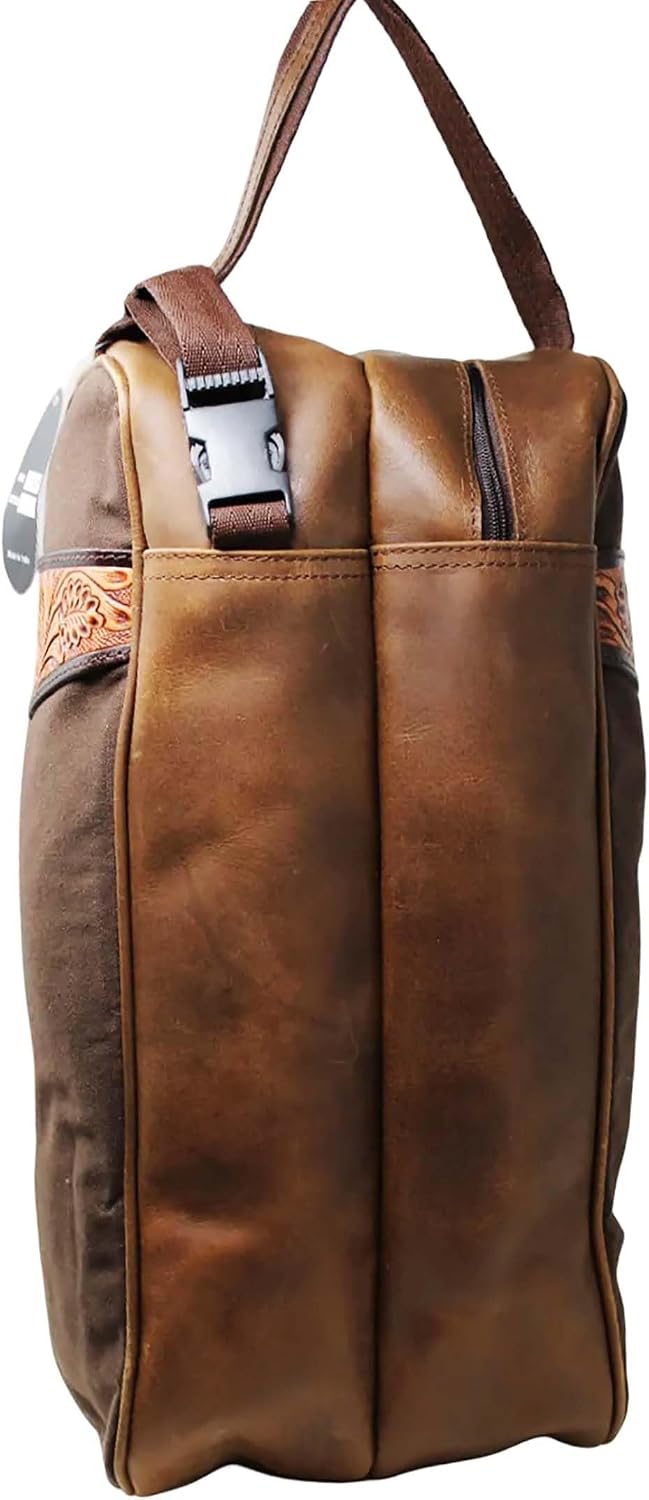 CHALLENGER Western Waxed Canvas Leather Travel Carry Storage Boot Bag Waterpr...