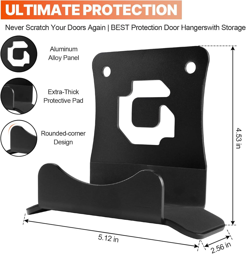 4PCS Door Storage Hangers, Wall Mount Door Holder Rack with EVA Cushion, Meta...