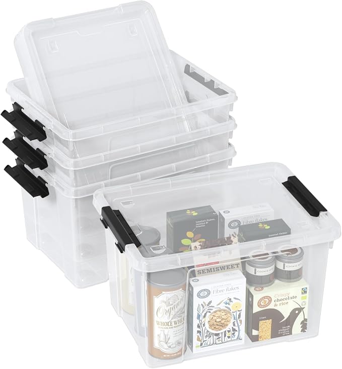 4-Pack Plastic Storage Bins