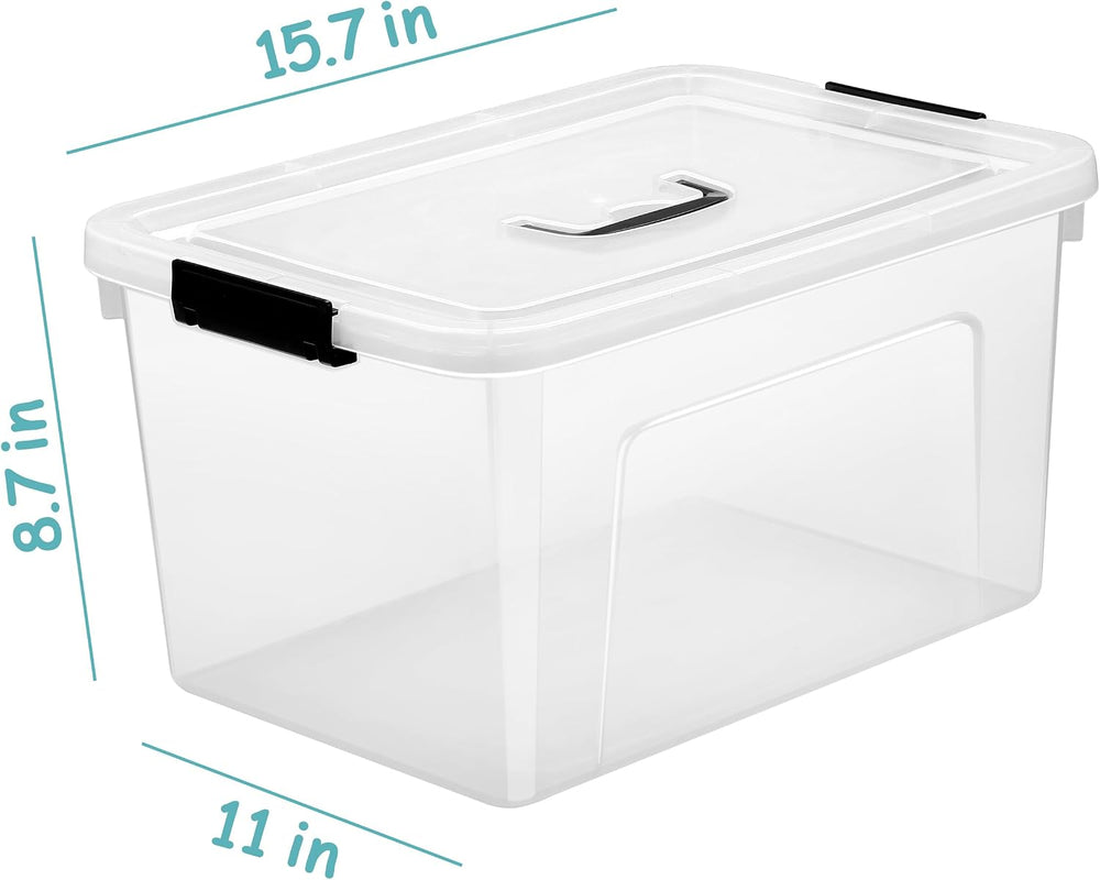 19 Quart Plastic Storage Bins with Lids, 6-Pack Stackable Clear Storage Organ...
