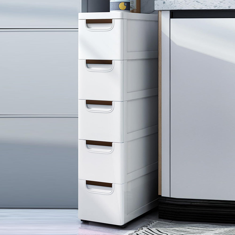 5 Drawers Narrow Slim Plastic Storage Cabinet,Storage Drawer with 4 Wheels,5 ...
